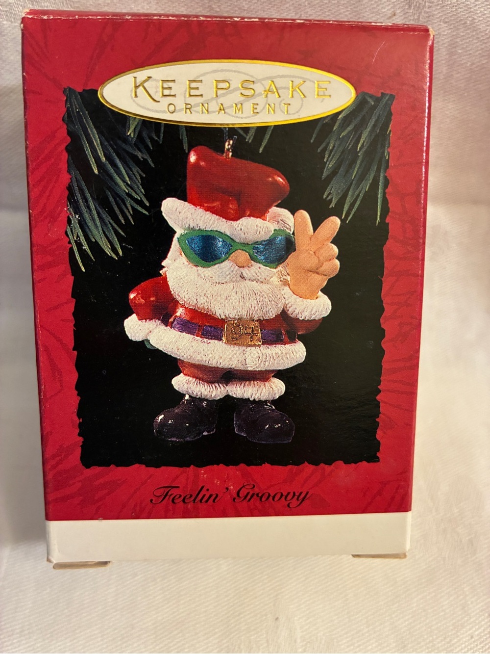 Hallmark Keepsake "Feelin' Groovy" Red Santa Ornament 1994 Vintage
